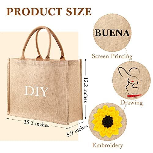 Shappy 10 Pack Reusable Burlap Tote Bag Set for Bridesmaid Gifts & Shopping