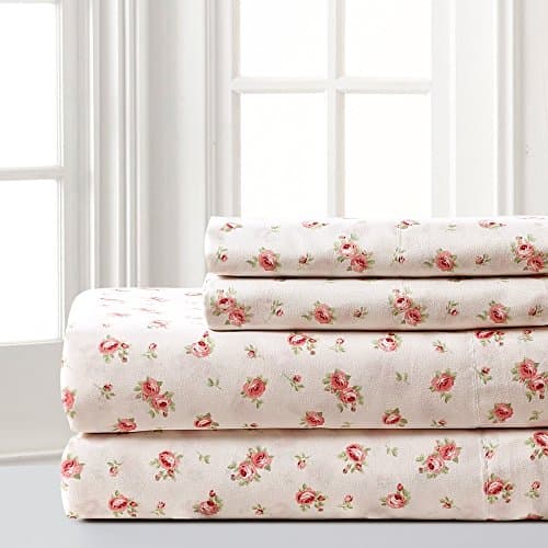 Modern Threads 4-Piece Deep Pocket Bedding Deep Pocket Mattress Up to 16 Inch Rose Bloom Full Size