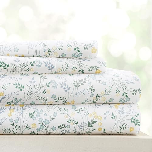 Oeko-TEX Certified Linen Market King Sheets Set - Wildflower Light Blue