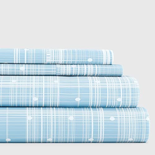 Ultra-Soft & Cooling Queen Bed Sheet Set - Pale Blue Wheatfield