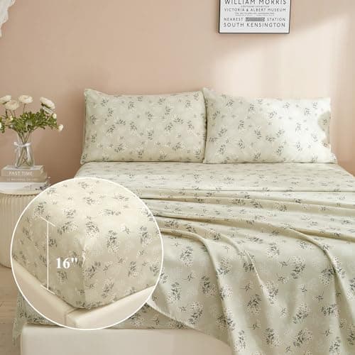 Vintage Floral Breathable Cooling 3-Piece Sheet Set - Deep Pocket Up to 16"