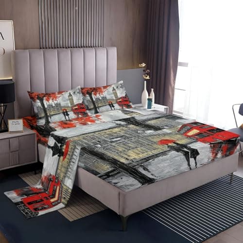 Abstract Flame Wolf & Dragon Black King Size Bed Sheets (1 Fitted, 1 Flat, 2 Pillowcases)