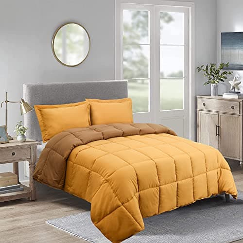 King Size Blue Down Alternative Comforter Set - Reversible Chic Quilt Design