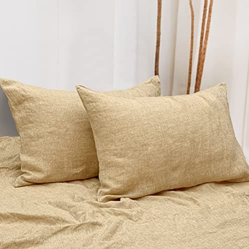 NTBAY 100% Linen Yarn Dyed Pillowcases, Breathable & Cooling, 20x26 Inches