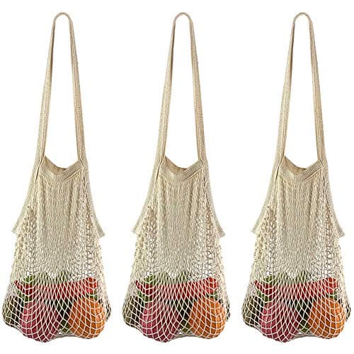 Reusable Net Shopping Bag for Groceries & Storage Long Handle Organizer