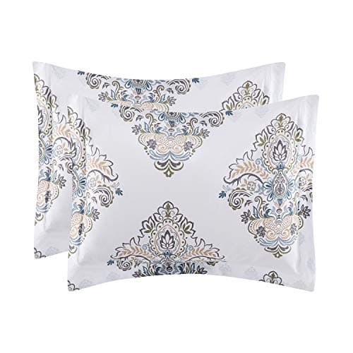 JUCFHY Queen Size Egyptian Cotton Damask Duvet Cover and Pillow Shams Set