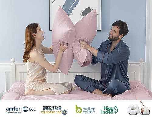 Light Pink King Size Pillow Cases Set of 2, 20 by 40 inches
