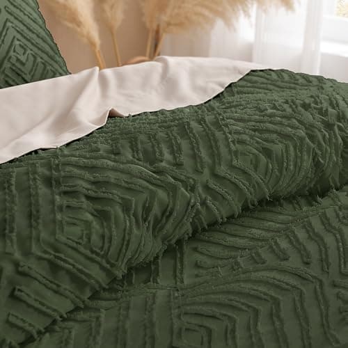 Andency Queen Comforter Set Beige, 3 Pieces Tufted Farmhouse Bedding