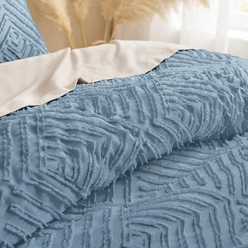 Andency Queen Comforter Set Beige, 3 Pieces Tufted Farmhouse Bedding