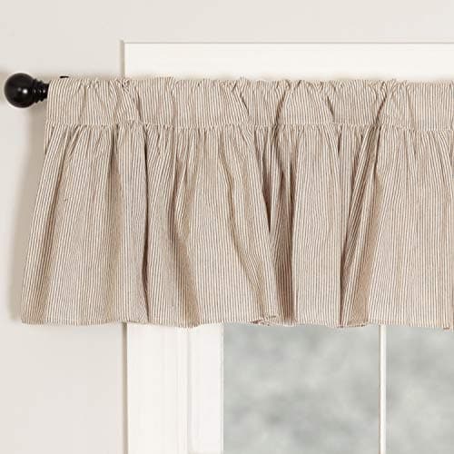 Piper Classics Sara's Black & Cream Ticking Ruffle Valance Curtain