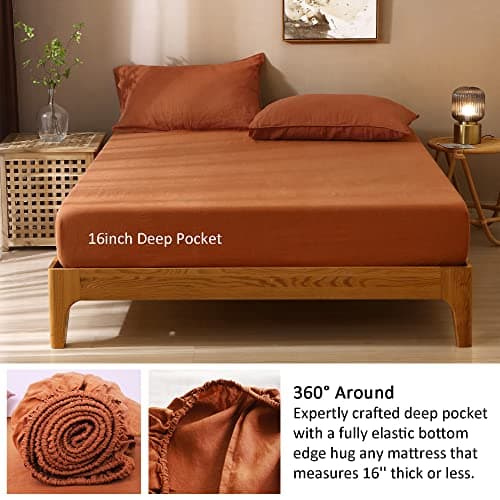 French Linen Sheet Set Full Size Natural Flax Stone Washed 4 Pieces Bedding Soft Luxurious Sheets Set