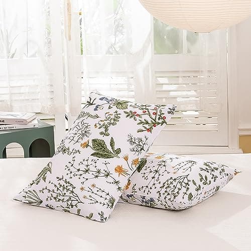 100% Cotton King Size Pillowcases with Botanical Floral Print, 2 Pack