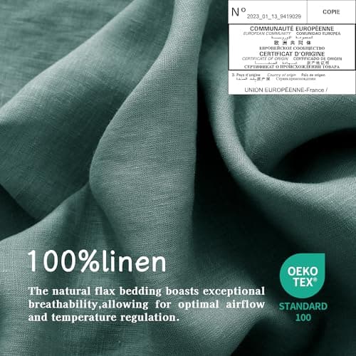EVERLY Stone-Washed French Linen Sheets, King Size - Aqua