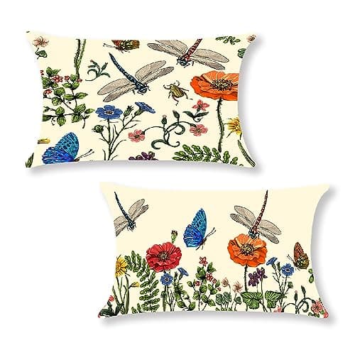 Dinosaur Lumbar Pillow Covers, 12x20 inch, Kids Dino Decor Cushion Cases