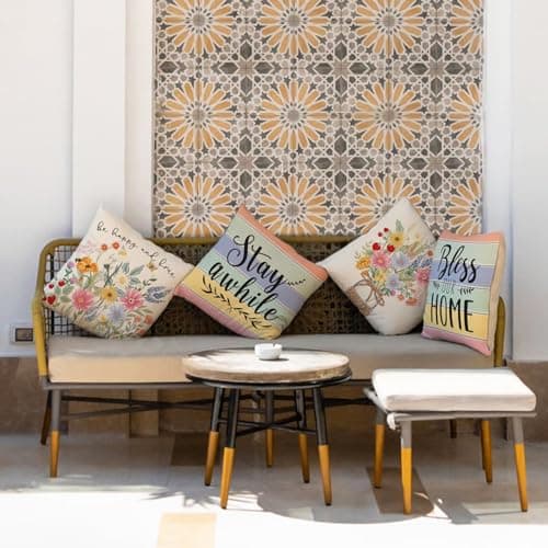 Spring Pillow Covers 18x18 Inch Set of 4 for Spring Home Décor