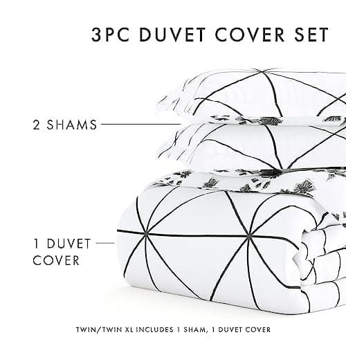 King Size Gray Linen Duvet Cover Set with 2 Pillow Shams - Hotel-Like Comfort & Softness