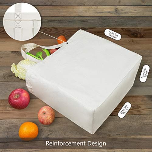 TOPDesign 6 Pack Reusable Grocery Shopping Totes, Foldable Canvas Bags (Pack of 6)