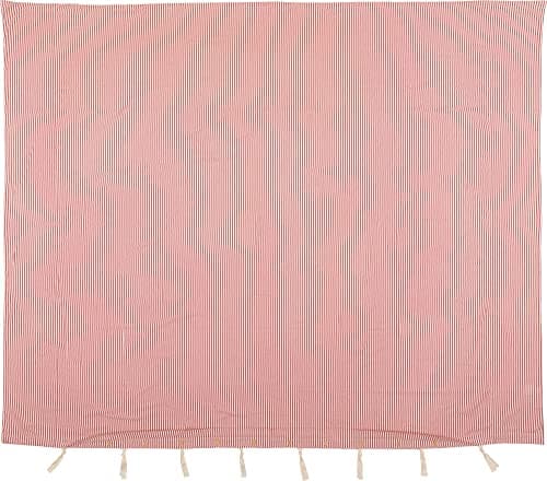 Red & Off-White Farmhouse Ticking Stripe King Duvet Cover, Soft & Comfortable