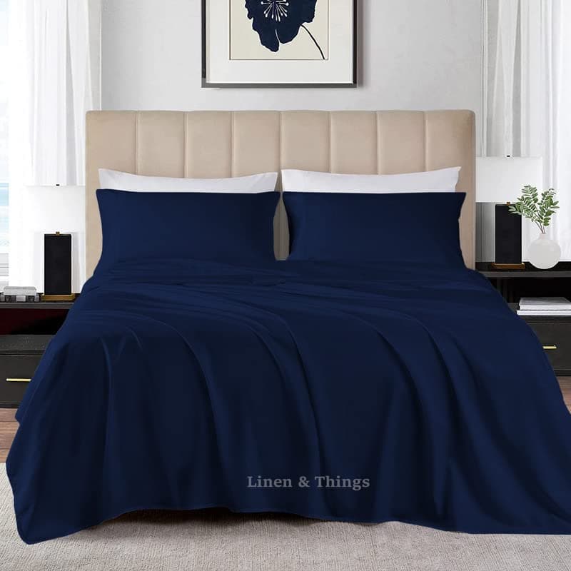 Premium 100% Egyptian Cotton 800 Thread Count 120x80 King Sheet Set, Deep Pocket 18", Mediterranean Blue