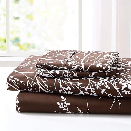 Spirit Linen Queen Size Bed Sheets - Pure Microfiber Polyester (Foliage Grey/White)