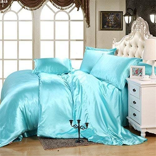 Royal Blue Satin 4-Pc Sheet Set, Queen (1 Flat, 1 Fitted, 2 Pillowcases)