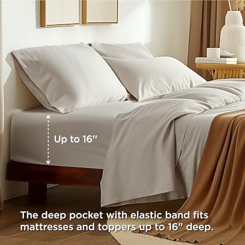 Bedsure 100% Cotton Queen Sheet Set - Breathable & Crisp Soft