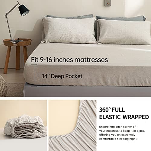Simple&Opulence 100% Linen 4pcs Deep Pocket Sheet Set - California King