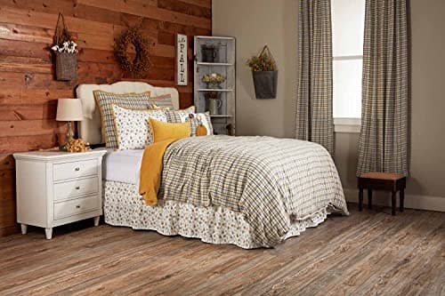 Cozy Mustard Plaid Queen Duvet Cover, Autumn Bedding, 92" x 92"