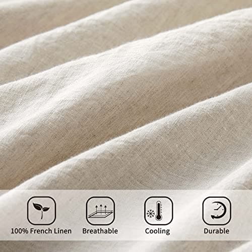 ATLINIA Stone Washed Flax Linen Queen Bed Sheets Set