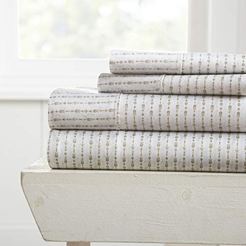 Ultra-Soft & Cooling Bed Sheets - Jade Arrows Design - Full Size - Deep Pocket Fits 16 Mattress