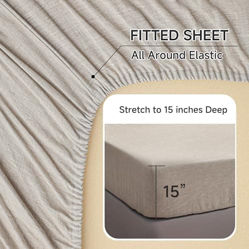 Simple&Opulence 100% Natural Linen Twin Sheets Set, 3 Pcs Breathable & Durable