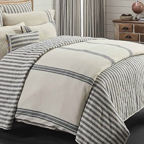 Gray Grain Sack Stripe King Duvet Cover by Piper Classics Market Place
