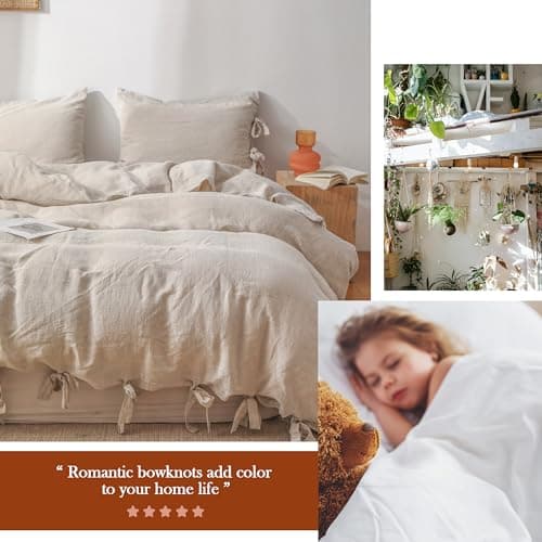 Simple&Opulence 100% Linen King Size Duvet Cover Set with Tie Closures, 3 Pieces Belgian Flax Bedding