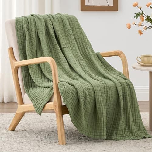 Cyan 100% Cotton Love's Cabin Queen Muslin Blanket, 90"x90"