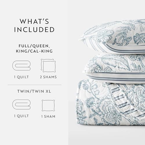 King Jacobean Duskblue Linen Market Quilts