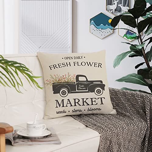 YeeJu Farmhouse Floral 12x12inch Outdoor Throw Pillow Covers