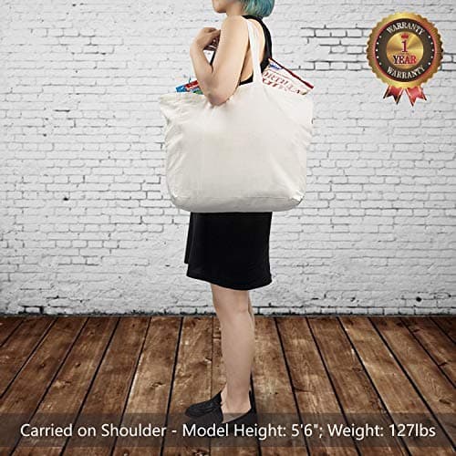 TOPDesign 6 Pack Reusable Grocery Shopping Totes, Foldable Canvas Bags (Pack of 6)
