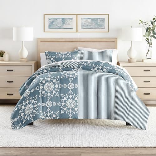 Linen Market Reversible Twin Comforter Set - Soft & Lightweight Down Alternative
