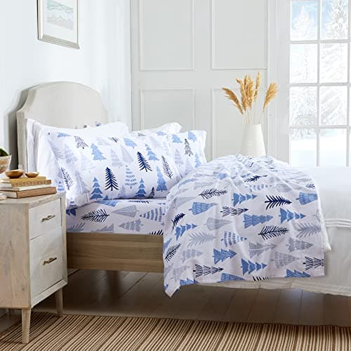 Turkish Cotton Flannel Sheet Set | Deep Pocket Winter Bed Sheets | Double Brushed for Softness & Comfort | Alpine Collection