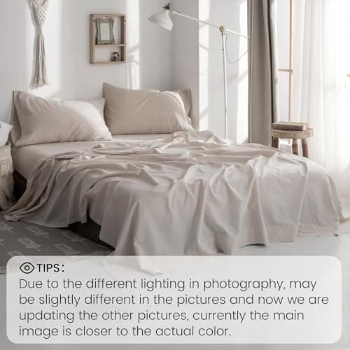 Simple&Opulence Belgian Linen Sheet Set - 4 Pieces (King Size, Linen/Beige)