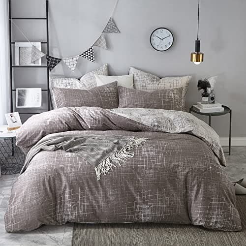 VM VOUGEMARKET Queen Blue Striped Duvet Cover & Pillowcases Set