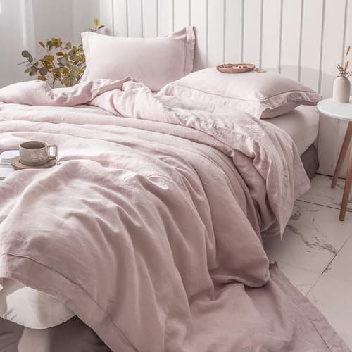 Simple&Opulence Queen Size Natural Linen Duvet & Pillow Shams Set