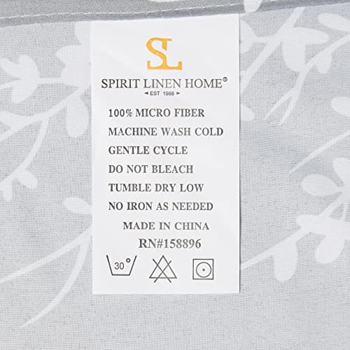Spirit Linen Queen Size Bed Sheets - Pure Microfiber Polyester (Foliage Grey/White)