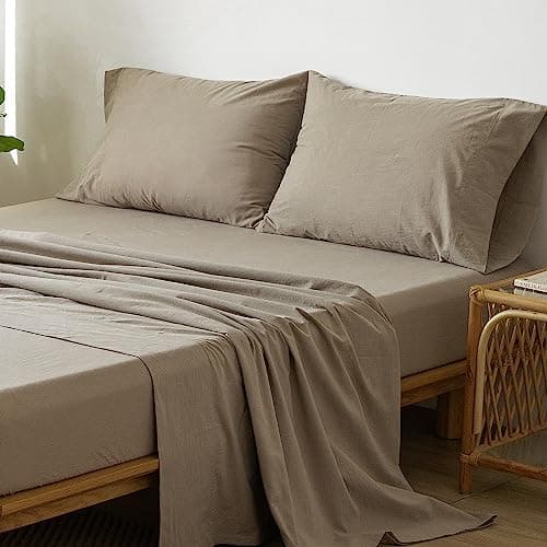 Washed Cotton Linen Like Breathable Bedding Sheet Set