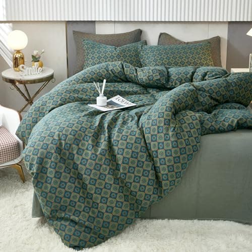 VM VOUGEMARKET Queen Blue Striped Duvet Cover & Pillowcases Set