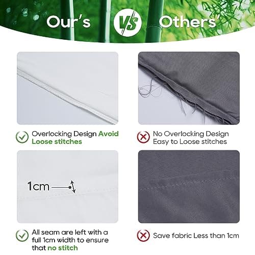 Breathable Bamboo Pillowcases Set of 2, Skin-Friendly King Size Cooling Pillow Covers