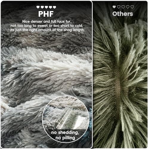 PHF Shaggy Fluffy Faux Fur King Size Duvet Cover Set