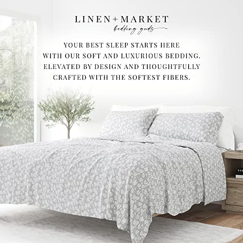 Gray Wheatfield Linen Market Full Bedding Sheet Set - Ultra-Soft & Cooling, Deep Pocket Fit 16" Mattress