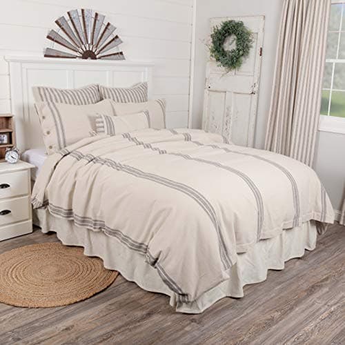 Gray Grain Sack Stripe King Duvet Cover by Piper Classics Market Place