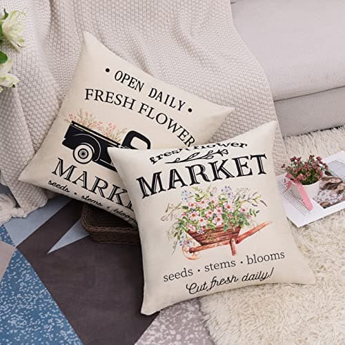 Tosewever Spring Floral Throw Pillow Covers - 18x18 Inches, Set of 4 for Couch & Home